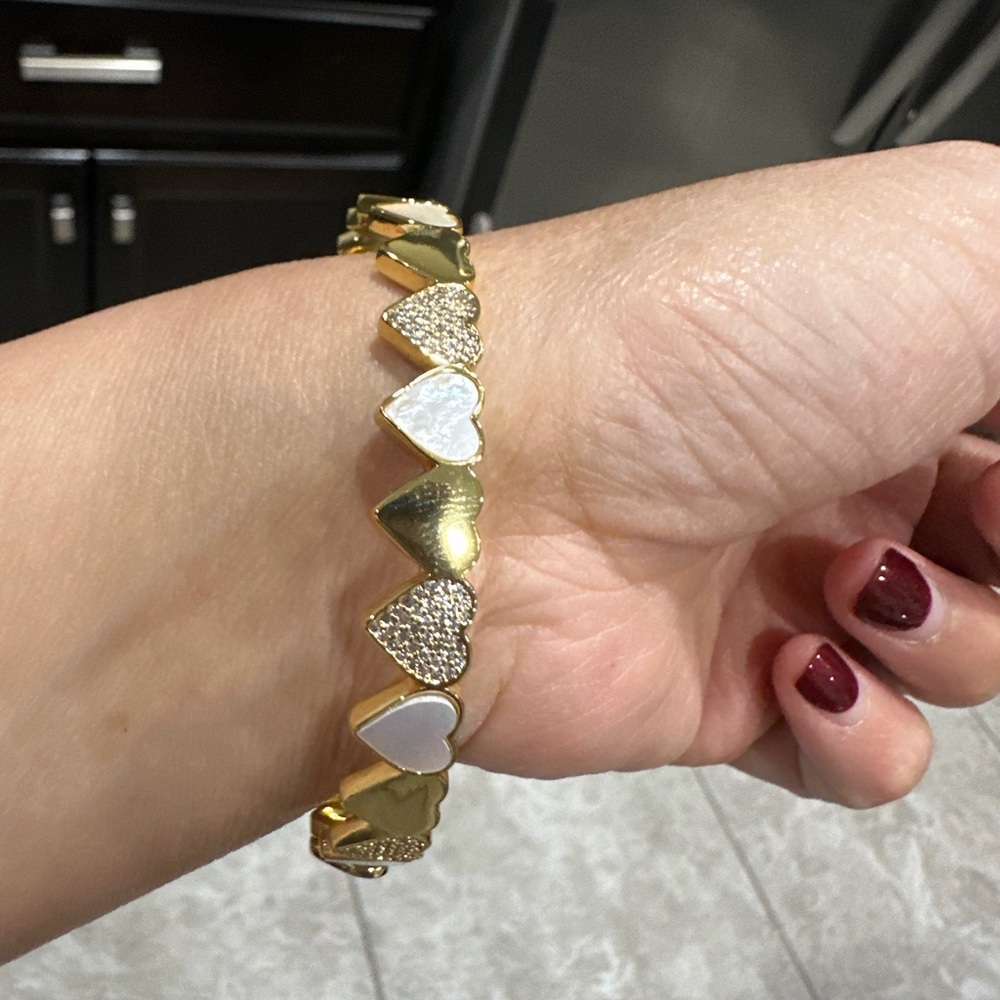 Kate Spade Gold and Cream Heart Bracelet